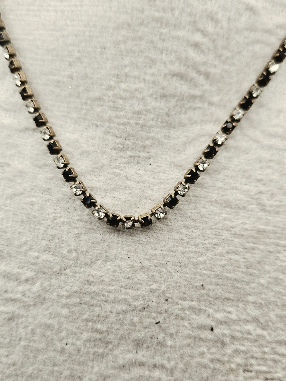 Clara Beau Vintage Style Rhinestone Tennis Necklace Black Clear Crystal Jewelry
